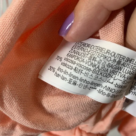 Zara  NWT Peach Linen Elastic top bubble hem beads bow tight ref 8372/113/696 - Picture 13 of 15